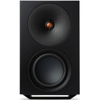 Cambridge Audio L/R X active bookshelf speakers, black, front view