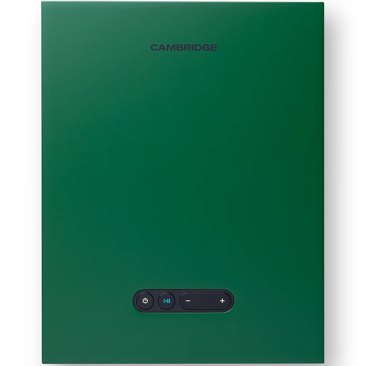 Cambridge Audio L/R X active bookshelf speakers in green with sleek design and front-facing drivers, suitable for high-quality audio.