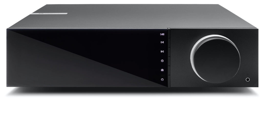 Cambridge Audio EVO 150 stereo amplifier with sleek black design and control knobs on the front panel.