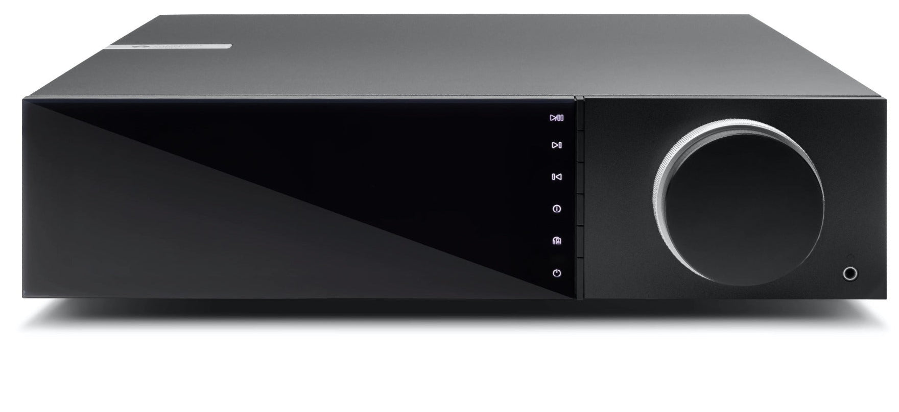 Cambridge Audio EVO 150 stereo amplifier with sleek black design and control knobs on the front panel.