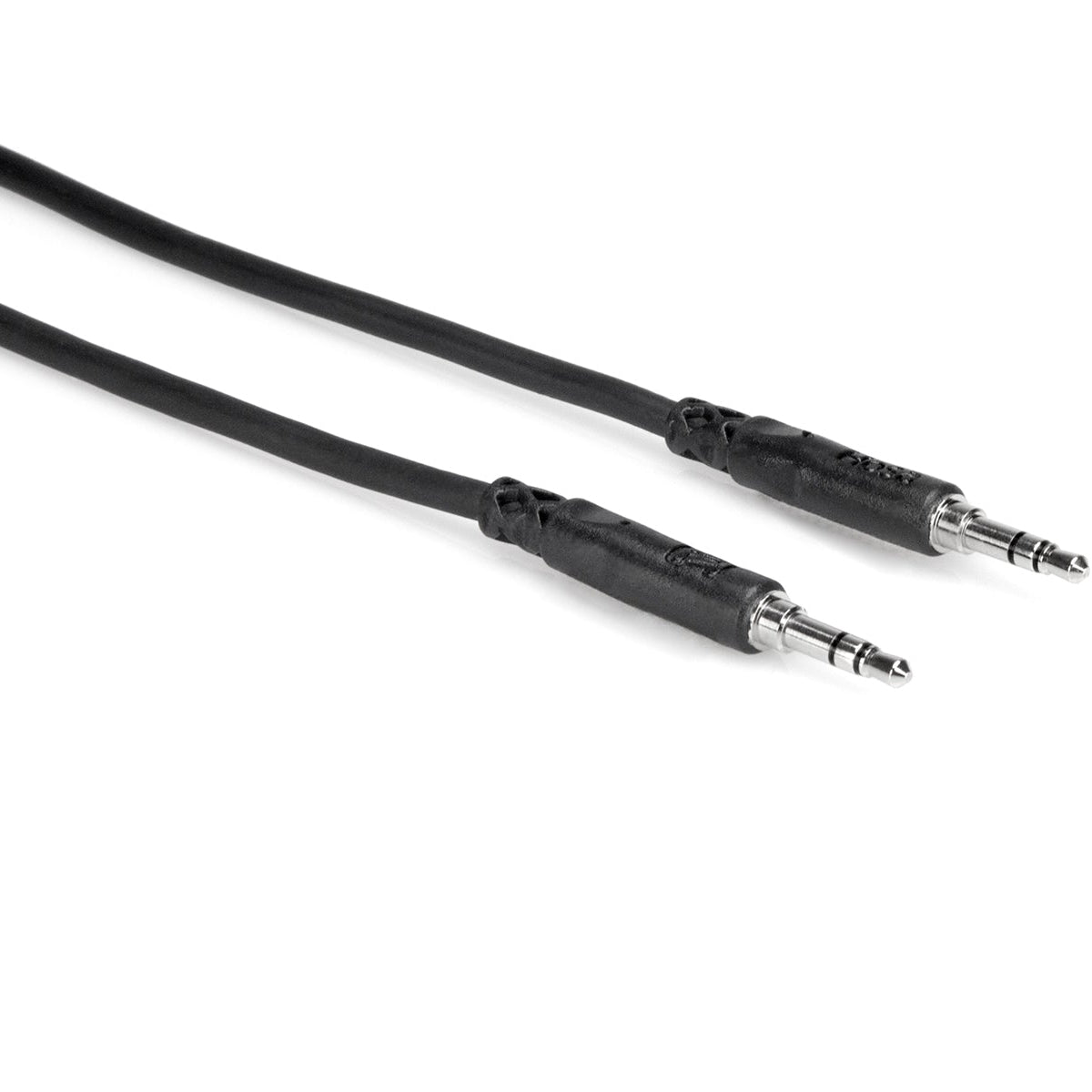 Hosa CMM-105 1.5m 3.5mm TRS cable with dual connectors for audio devices and equipment.