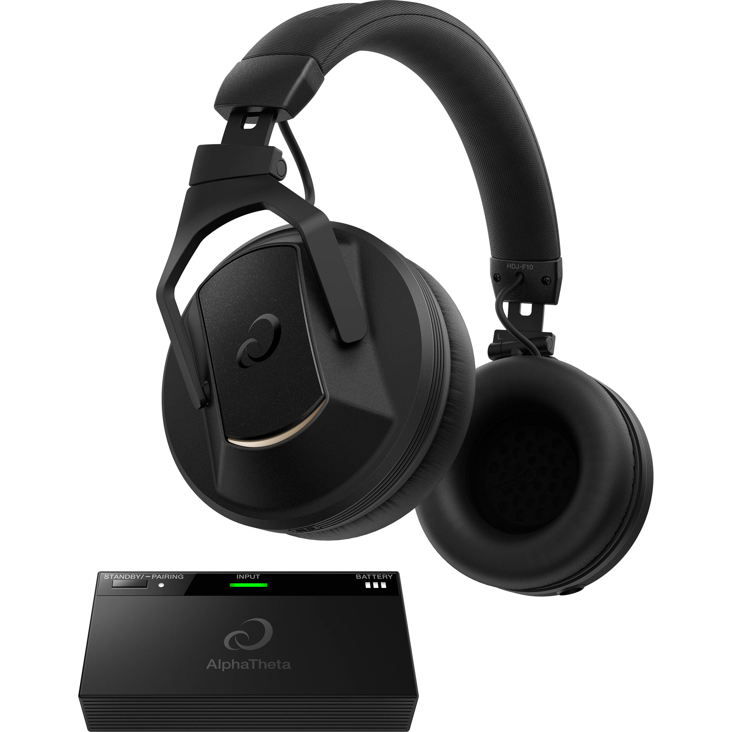 AlphaTheta Omnis-Duo Ultimate wireless DJ bundle with headphones and transmitter components, designed for professional DJ setups.