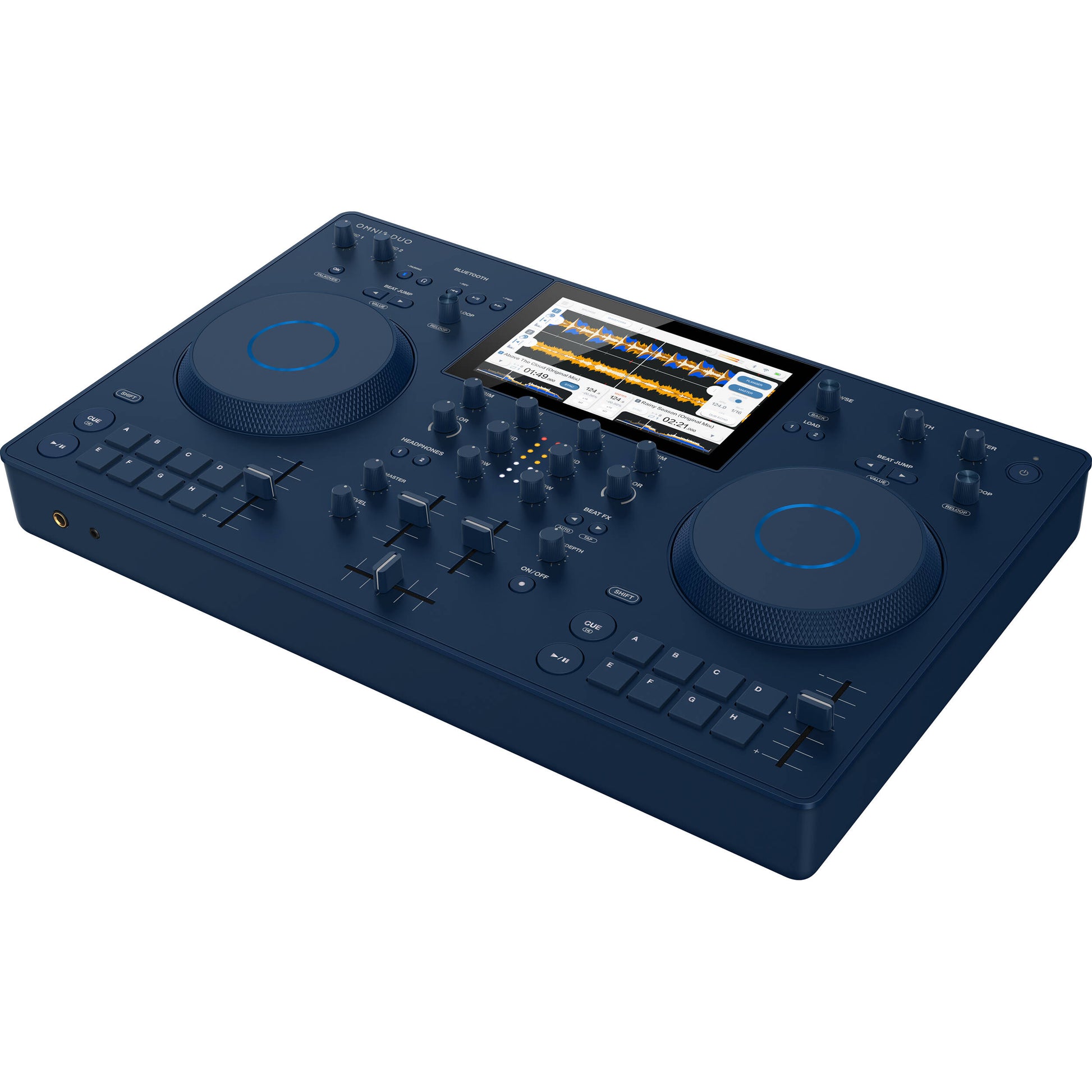 AlphaTheta Omnis-Duo Ultimate wireless DJ bundle with dual components, featuring sleek indigo design and professional audio equipment.