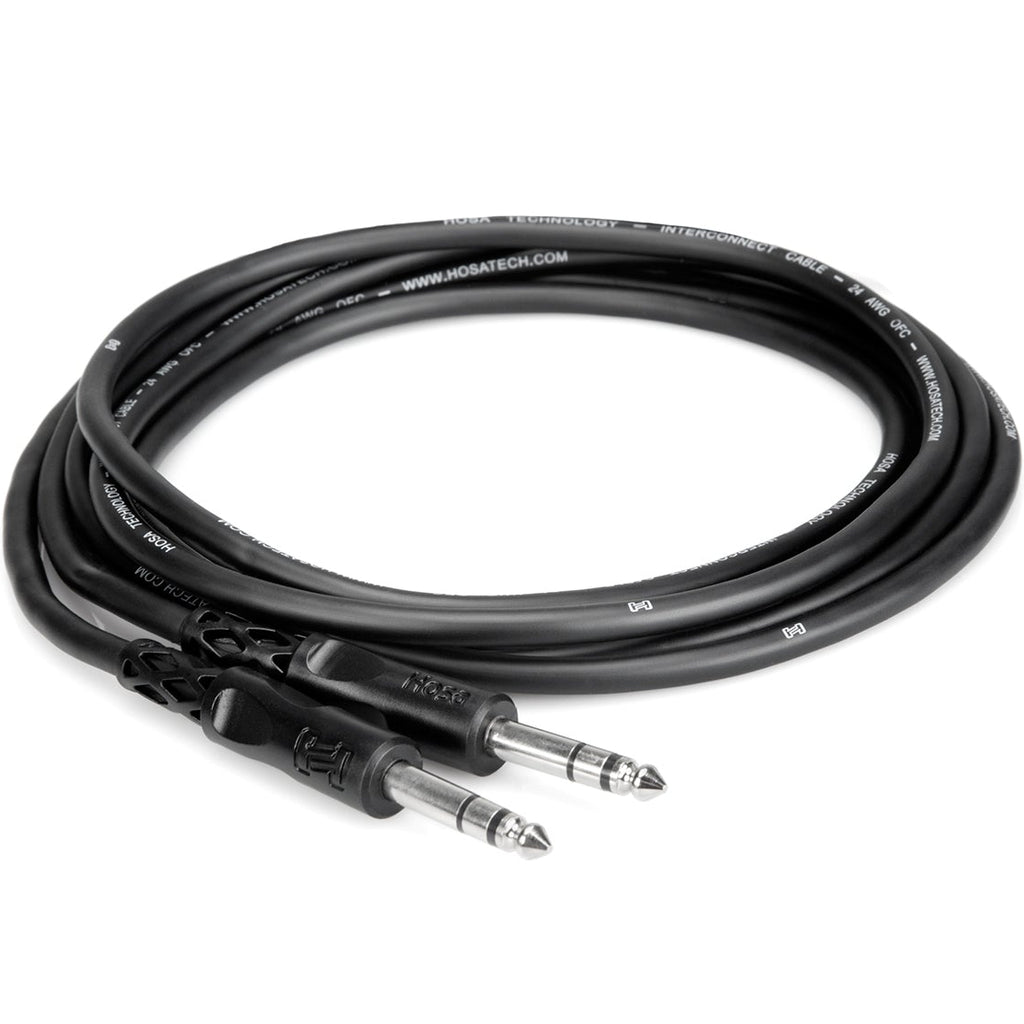 Hosa CSS-105 6.3mm TRS to 6.3mm TRS audio cable, 1.5 meters long, coiled with colorful RGB design visible.