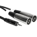 Hosa CYX-403M 3.5mm TRS to dual XLR-Male Y-cable, 3 meters long, with red and blue connectors for audio connections
