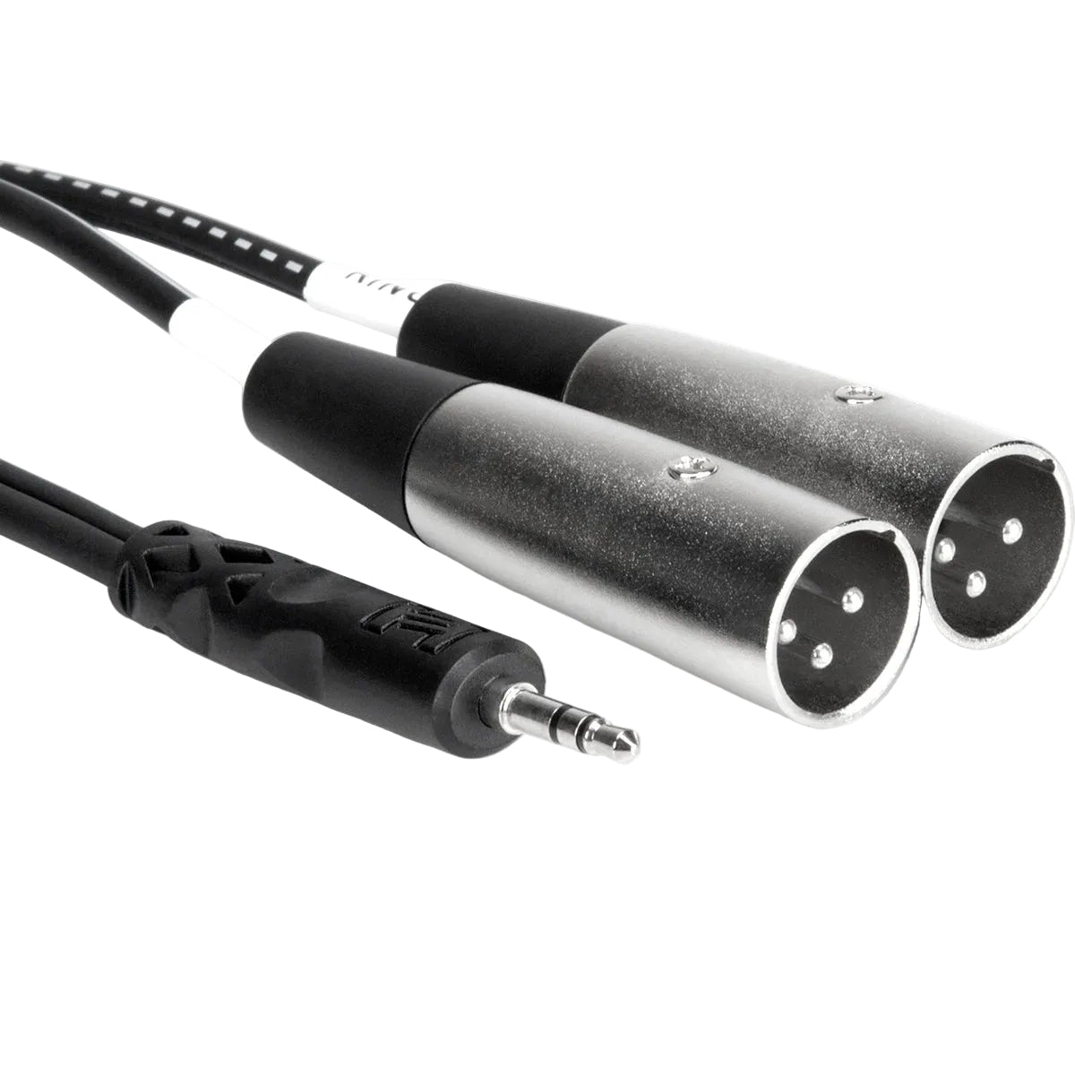 Hosa CYX-403M 3.5mm TRS to dual XLR-Male Y-cable, 3 meters long, with red and blue connectors for audio connections
