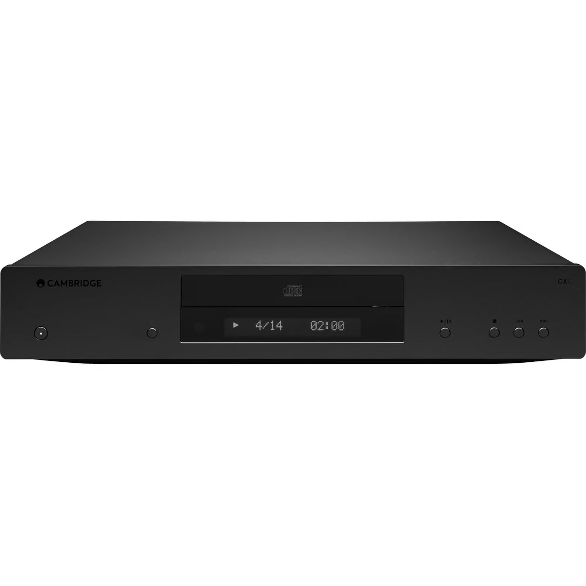Cambridge Audio CXC CD player with silver front panel and disc tray, shown on a neutral background.