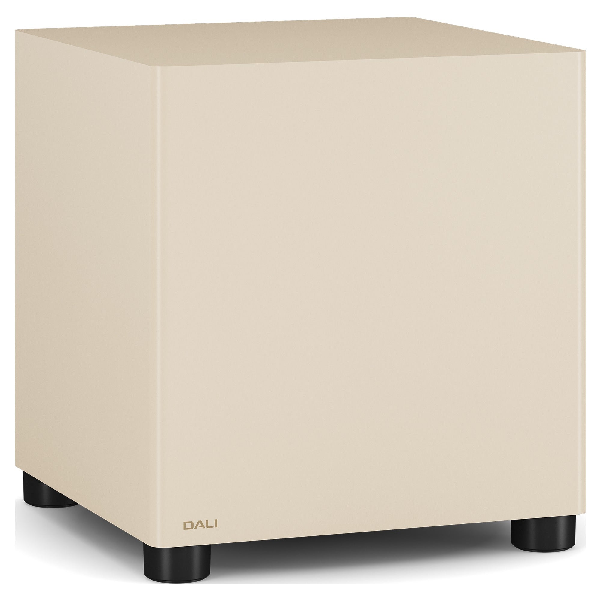 Dali Basik Sub subwoofer in Caramel White, three-quarter view