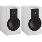 DALI Opticon 2 MK2 passive bookshelf speakers with white finish, showcasing sleek design and compact size.