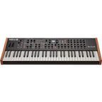 Sequential Prophet Rev2-16 synthesizer with 16-voice polyphony and multiple knobs, shown in a close-up view.