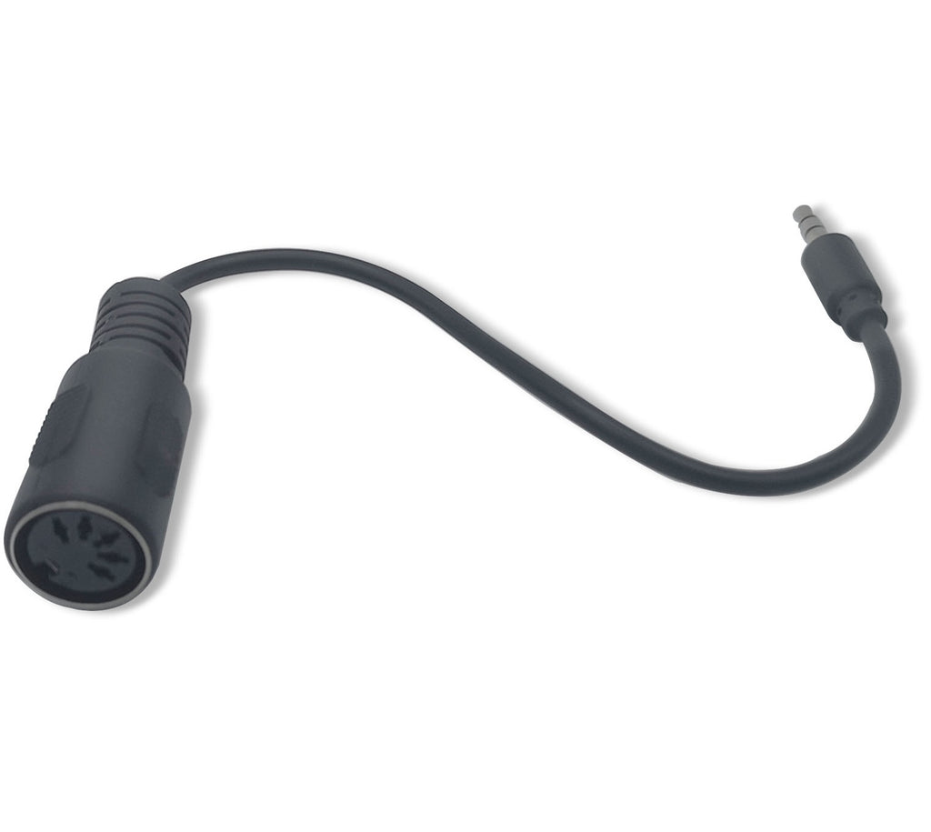 myVolts MIDI 5-Pin DIN Type A to 3.5mm TRS breakout cable, 15cm length, used for connecting MIDI devices.