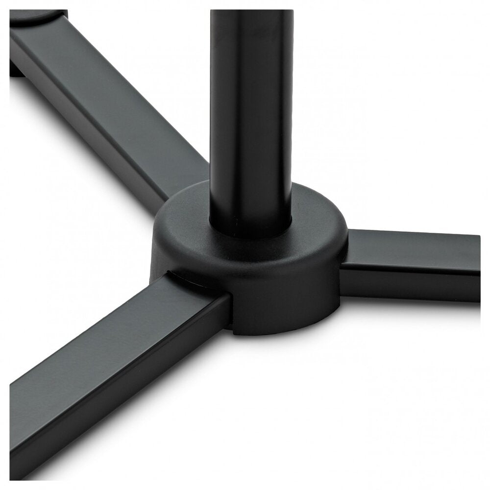 K&M 26720 studio monitor stands with adjustable height and stable base, designed for professional audio monitoring setups.