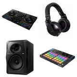 Pioneer DJ DDJ-FLX10 Ultimate Performance DJ bundle with dual decks, mixer, and accessories for professional DJing.