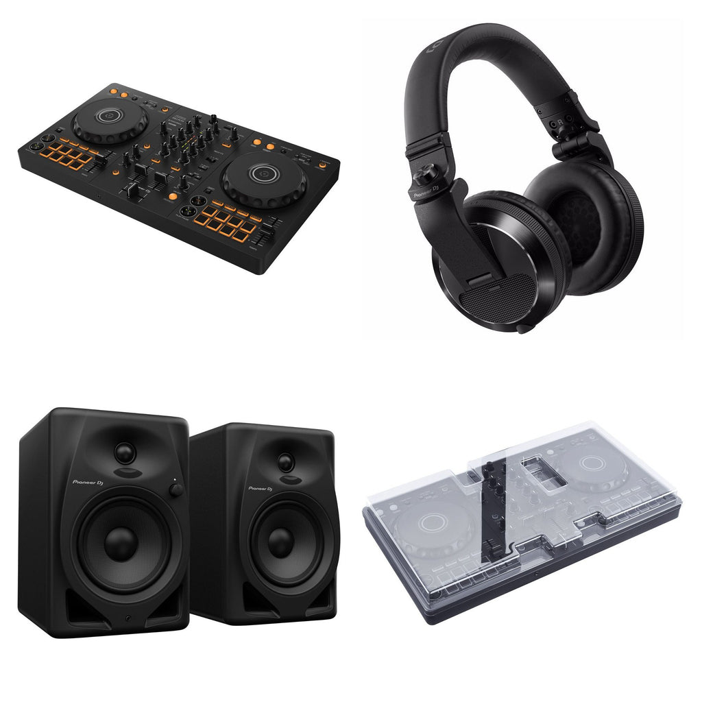 Pioneer DJ DDJ-FLX4 Home Studio Plus DJ bundle with controller, headphones, and accessories for home DJing setup