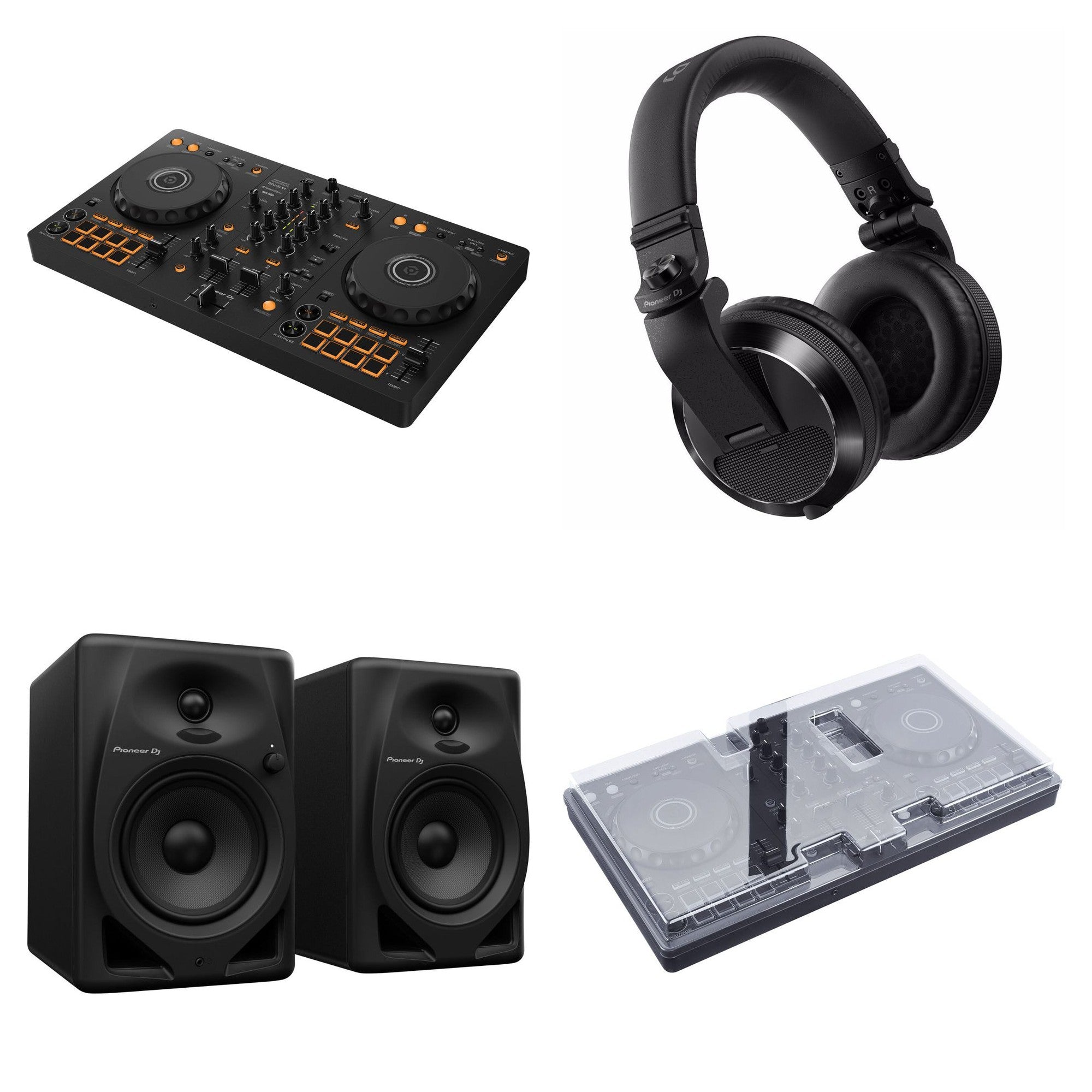 Pioneer DJ DDJ-FLX4 Home Studio Plus DJ bundle with controller, headphones, and accessories for home DJing setup