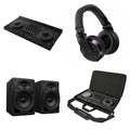 AlphaTheta DDJ-GRV6 DJ bundle setup with mixer, controllers, and accessories for professional DJ performances.