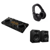 Pioneer DJ DDJ-REV1 Studio Kit with DJ controller, headphones, and accessories for professional DJ setup.