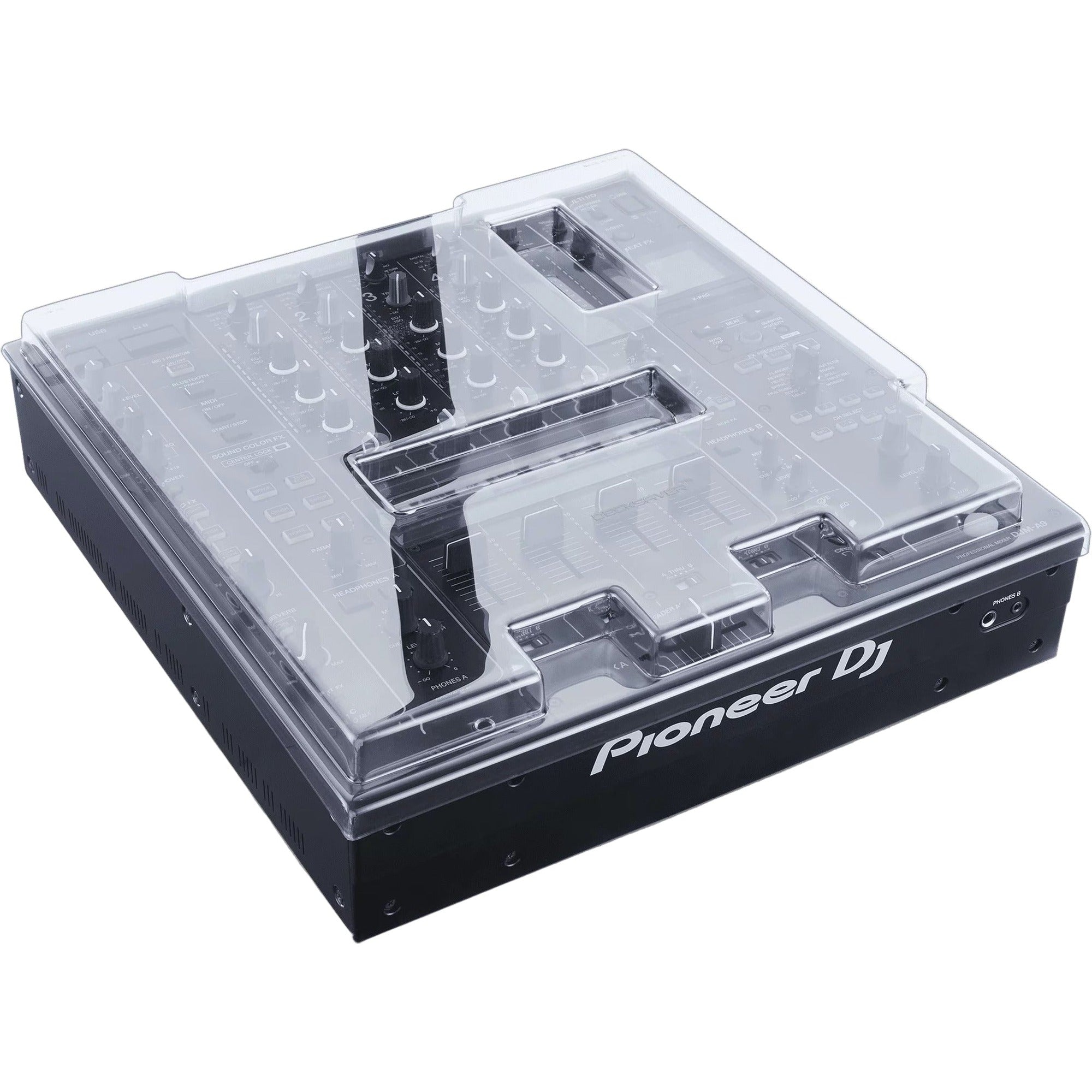 Decksaver Pioneer DJM-A9 cover, a clear protective plastic cover for DJ equipment, designed by Decksaver for Pioneer DJM-A9 mixer.