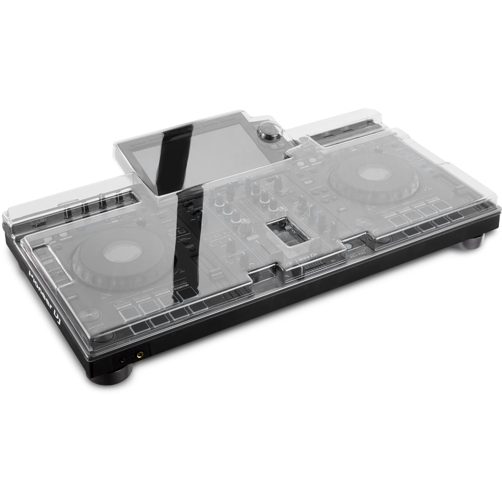 Decksaver Pioneer XDJ-RX3 DJ cover showing the black protective plastic shell with a slight tilt for the XDJ-RX3 all-in-one DJ system.