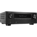 Denon AVC-X3800H stereo amplifier featuring multiple audio input ports and a sleek black design for high-quality home audio.