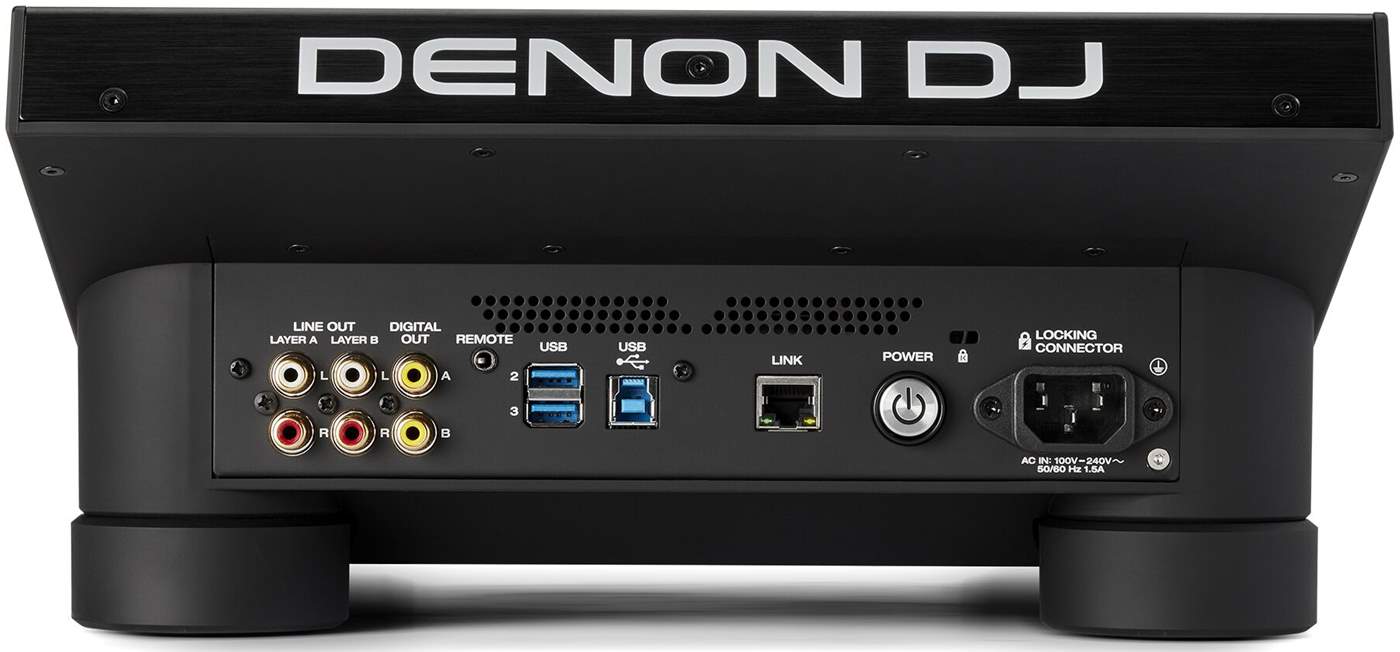 Denon DJ SC6000 Prime DJ media player with large touchscreen display, jog wheel, and professional controls.
