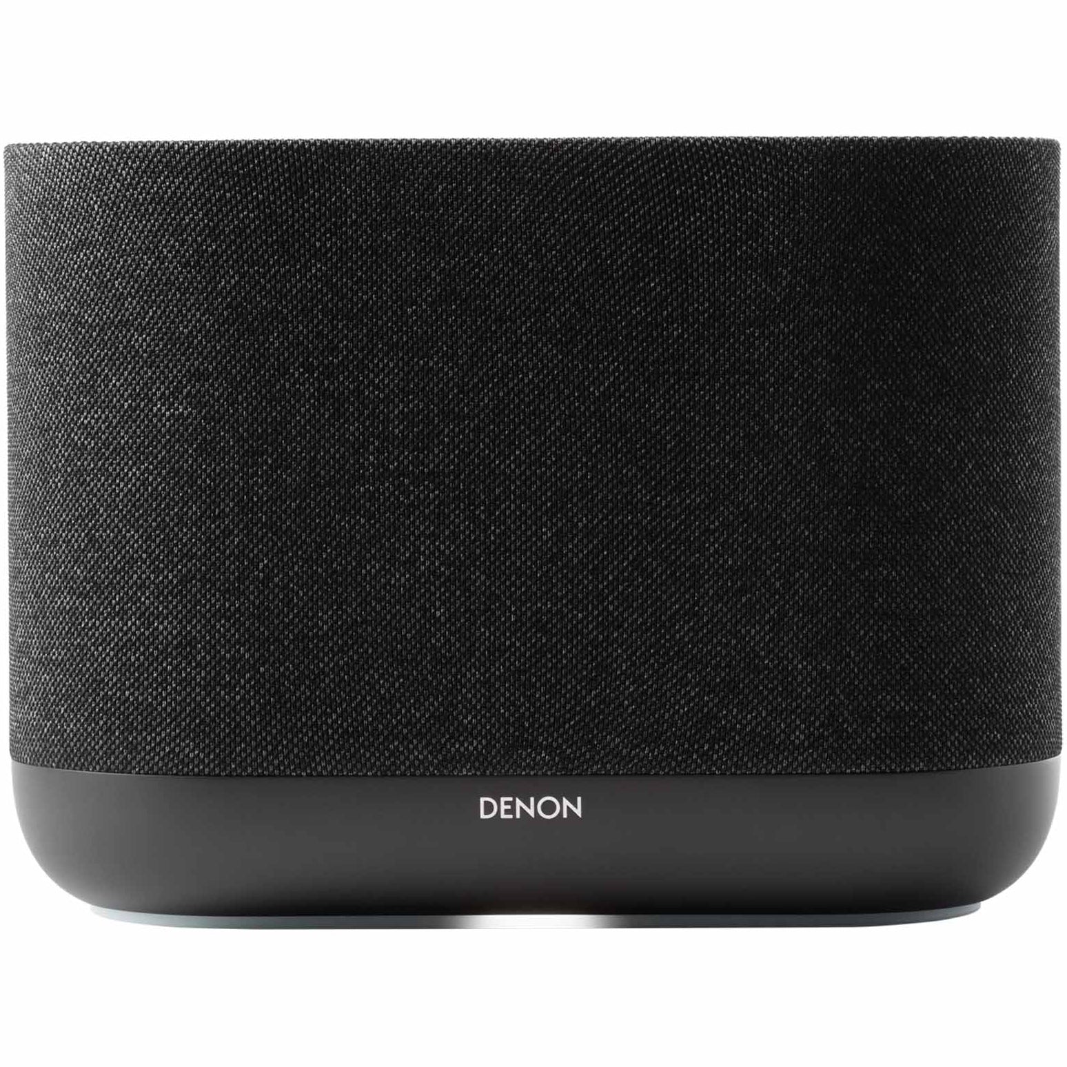 Denon Home 400 charcoal wireless speaker with sleek design and control buttons on top.