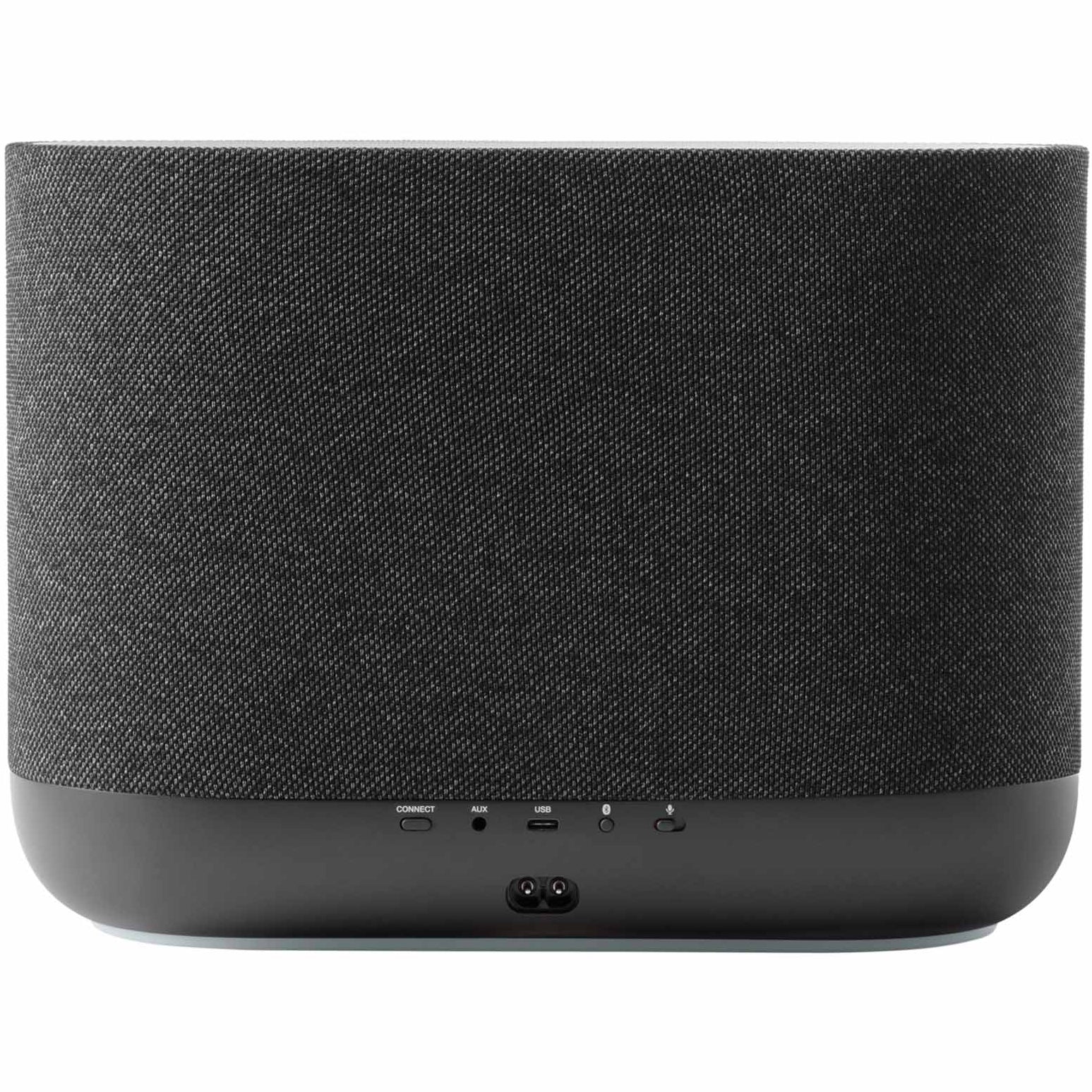 Charcoal Denon Home 400 wireless speaker with sleek design and control buttons, showcasing its modern look and connectivity features.