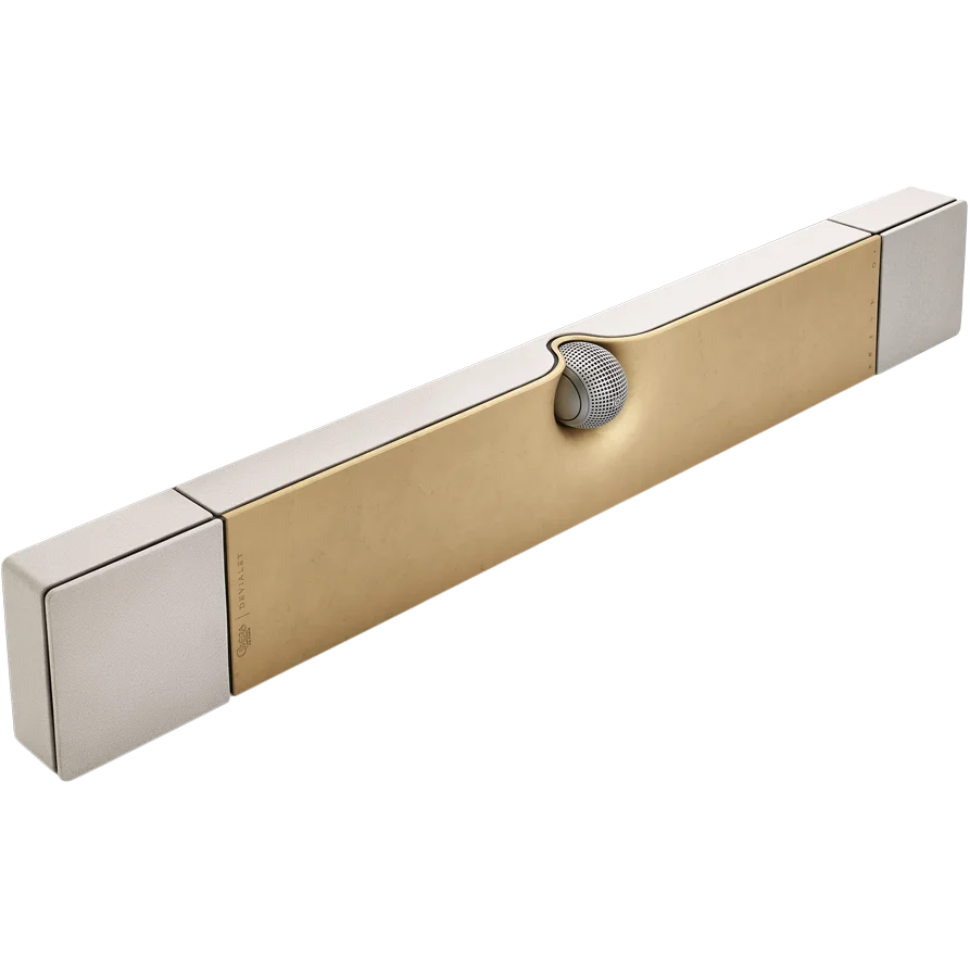 Devialet Dione soundbar with sleek black design, featuring multiple speaker drivers and a modern aesthetic for premium TV audio.