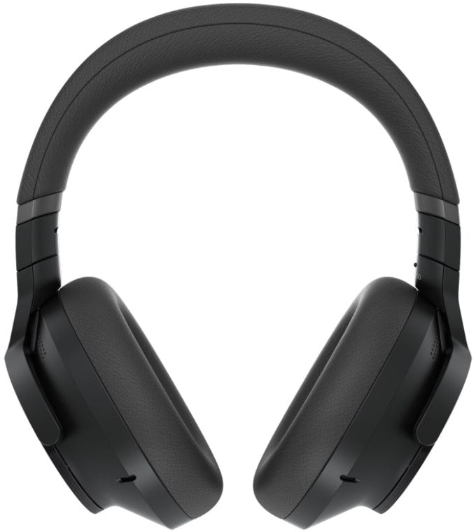 Wireless headphones by Technics, EAH-A800 model, showing sleek black design with cushioned ear cups and adjustable headband.