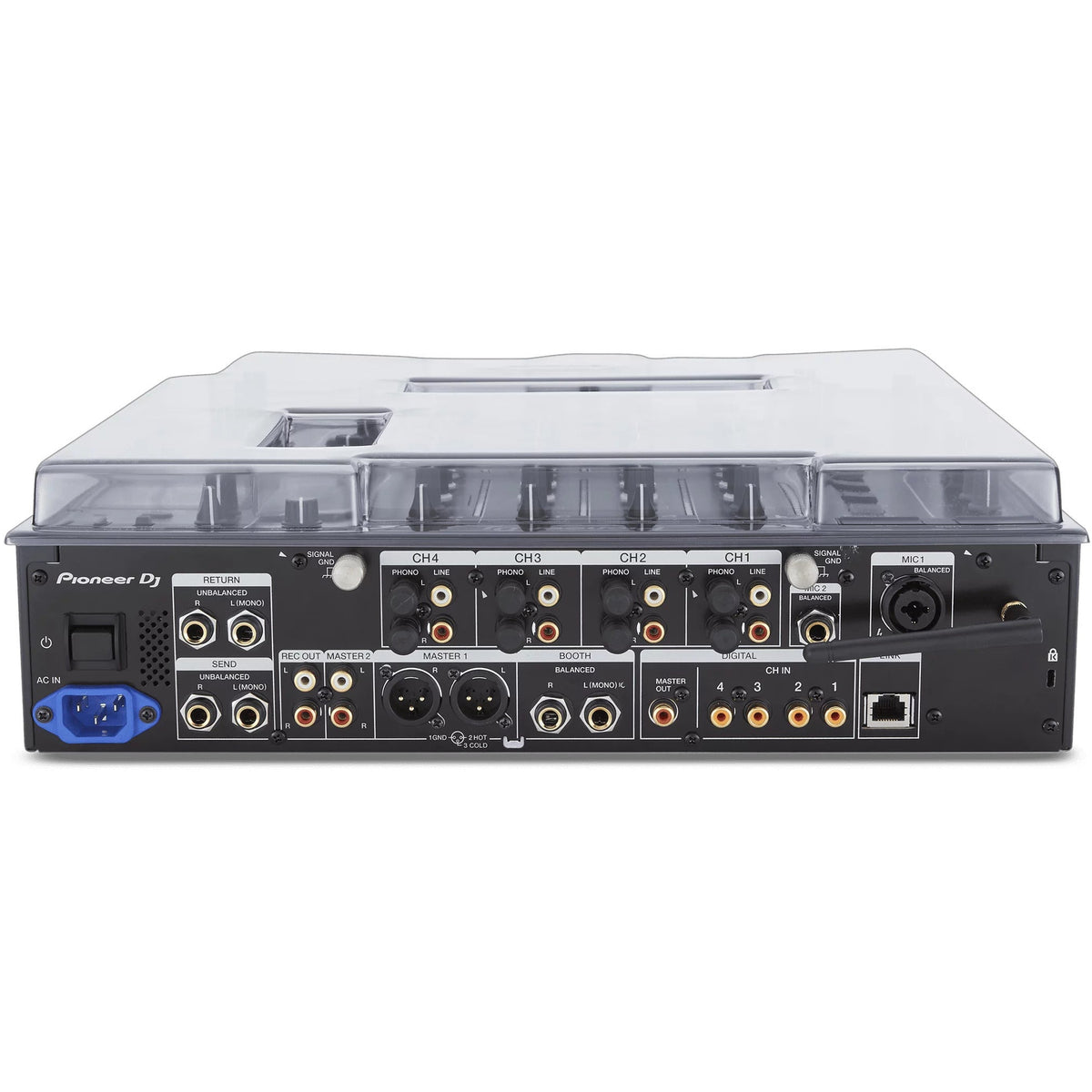 Decksaver Pioneer DJM-A9 cover designed for DJ equipment protection, shown from the back view.