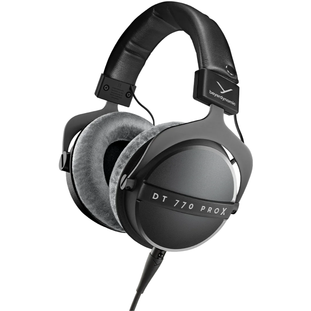 Beyerdynamic DT 770 Pro X studio headphones with over-ear design, black ear cups, and adjustable headband for professional audio use