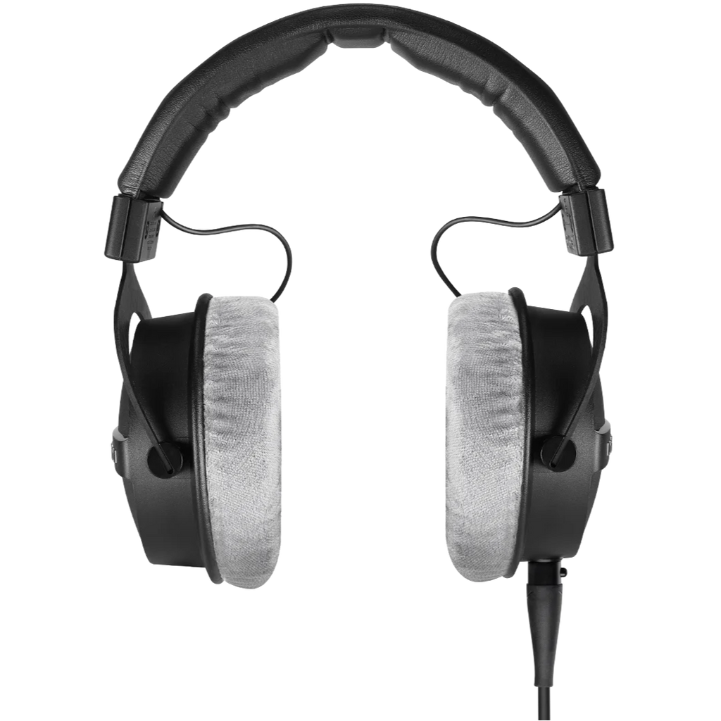 Beyerdynamic DT 770 Pro X studio headphones shown from the side, featuring over-ear design and padded ear cups.