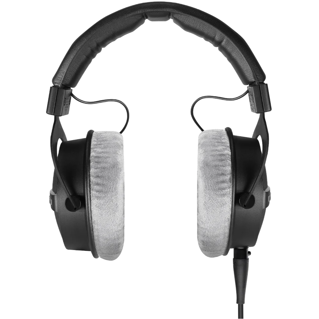 Beyerdynamic DT 770 Pro X studio headphones shown from the side, featuring over-ear design and padded ear cups.