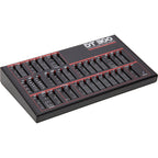 Dtronics DT-300 V2 synthesizer with control knobs and colorful interface, showcasing its compact design and modern features.