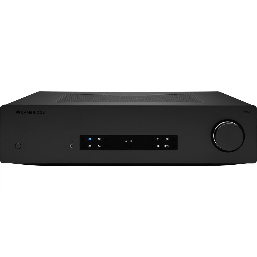 Cambridge Audio CXA81 MK2 stereo amplifier with sleek black design and control knobs on front panel.