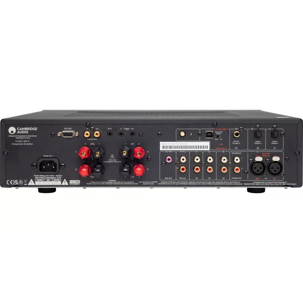 Cambridge Audio CXA81 MK2 stereo amplifier with sleek black design and control knobs on the front panel.