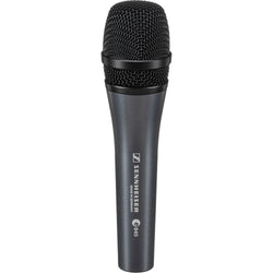 Sennheiser E 845 dynamic microphone with cardioid pattern, handheld design, suitable for vocals and live performances.