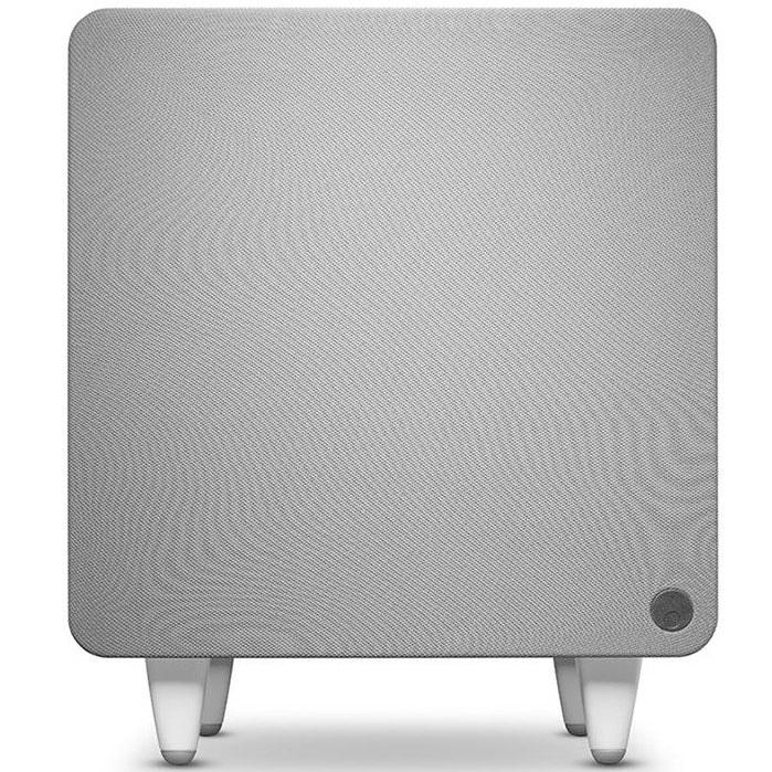 Cambridge Audio MSX Sub 300 subwoofer showing a sleek black design with control panel and vents for enhanced bass performance.