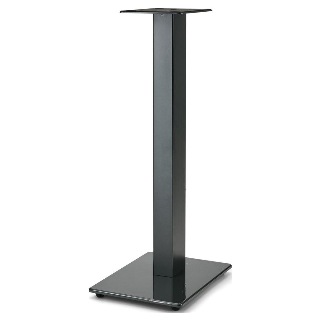 Essentials Kontur 60 black steel floor speaker stand, full front view