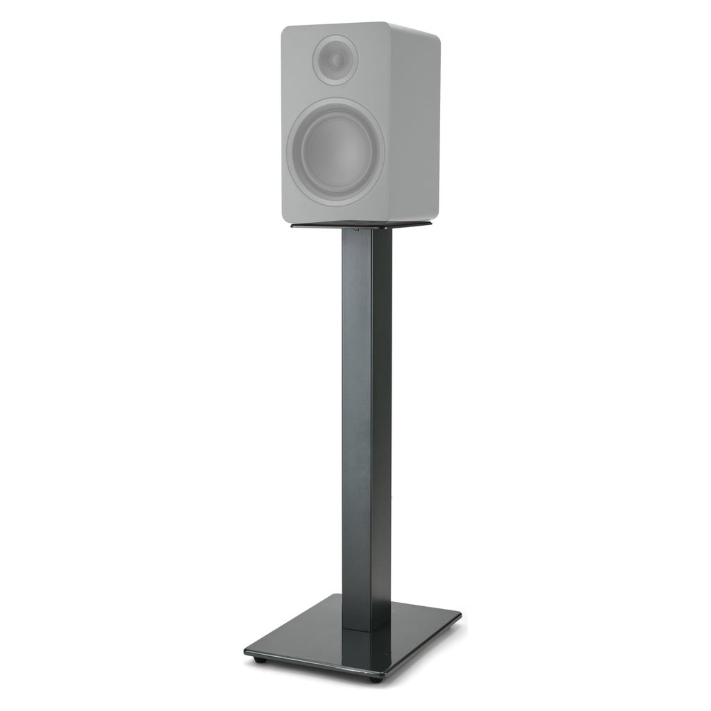 Essentials Kontur 60 stand holding a compact bookshelf speaker