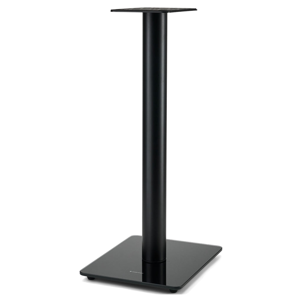 Essentials Monno 60 black floor speaker stand, full front view