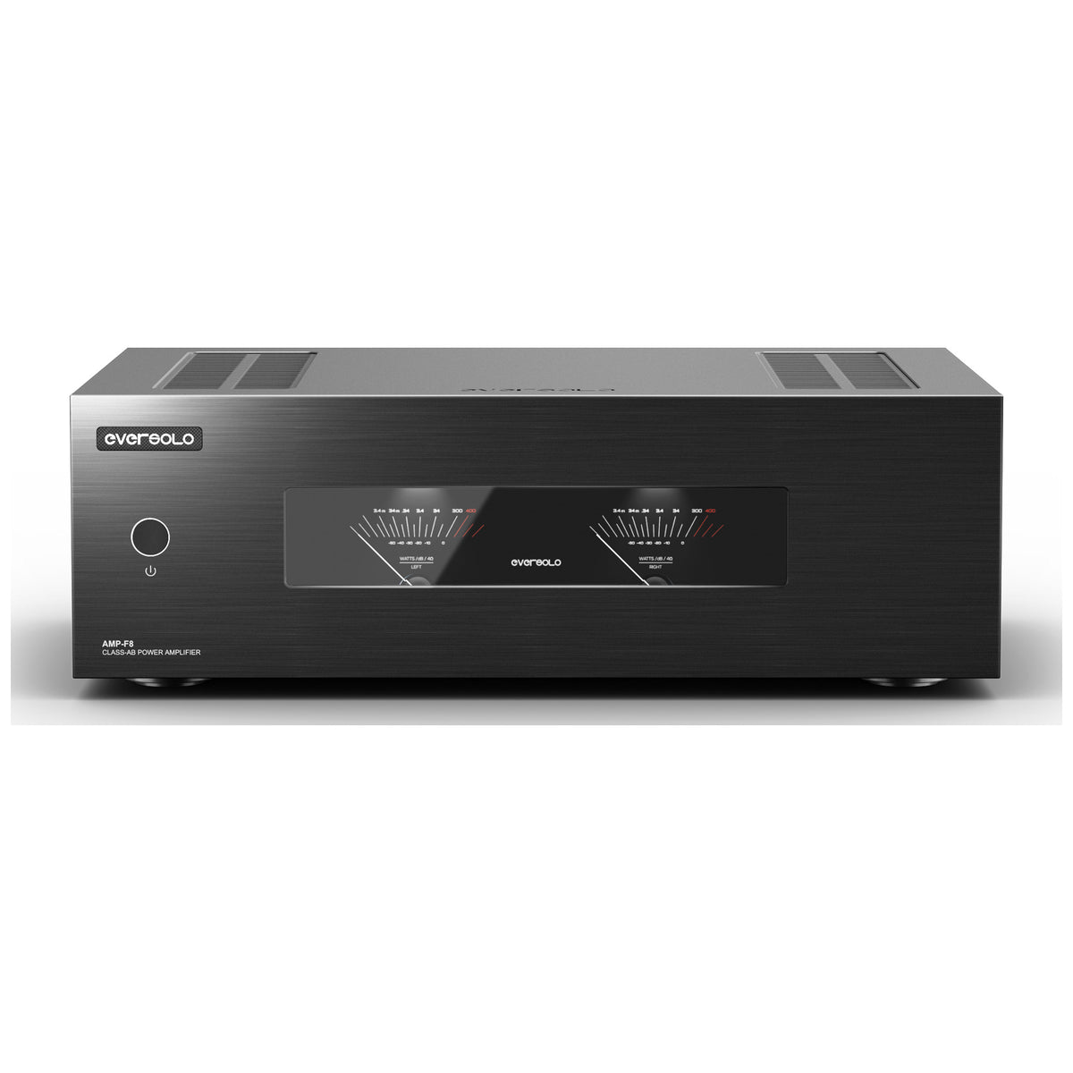 Eversolo AMP-F8 power amplifier, front view with top heat vents