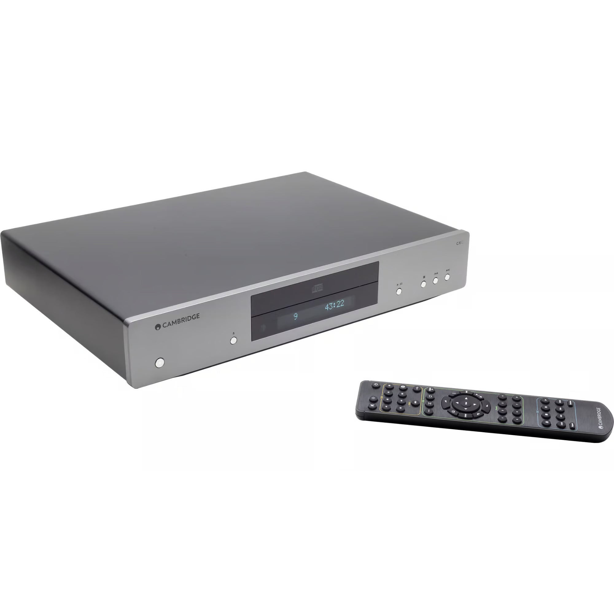 Cambridge Audio CXC CD player with sleek black finish and front-loading disc tray, designed for high-quality audio playback.