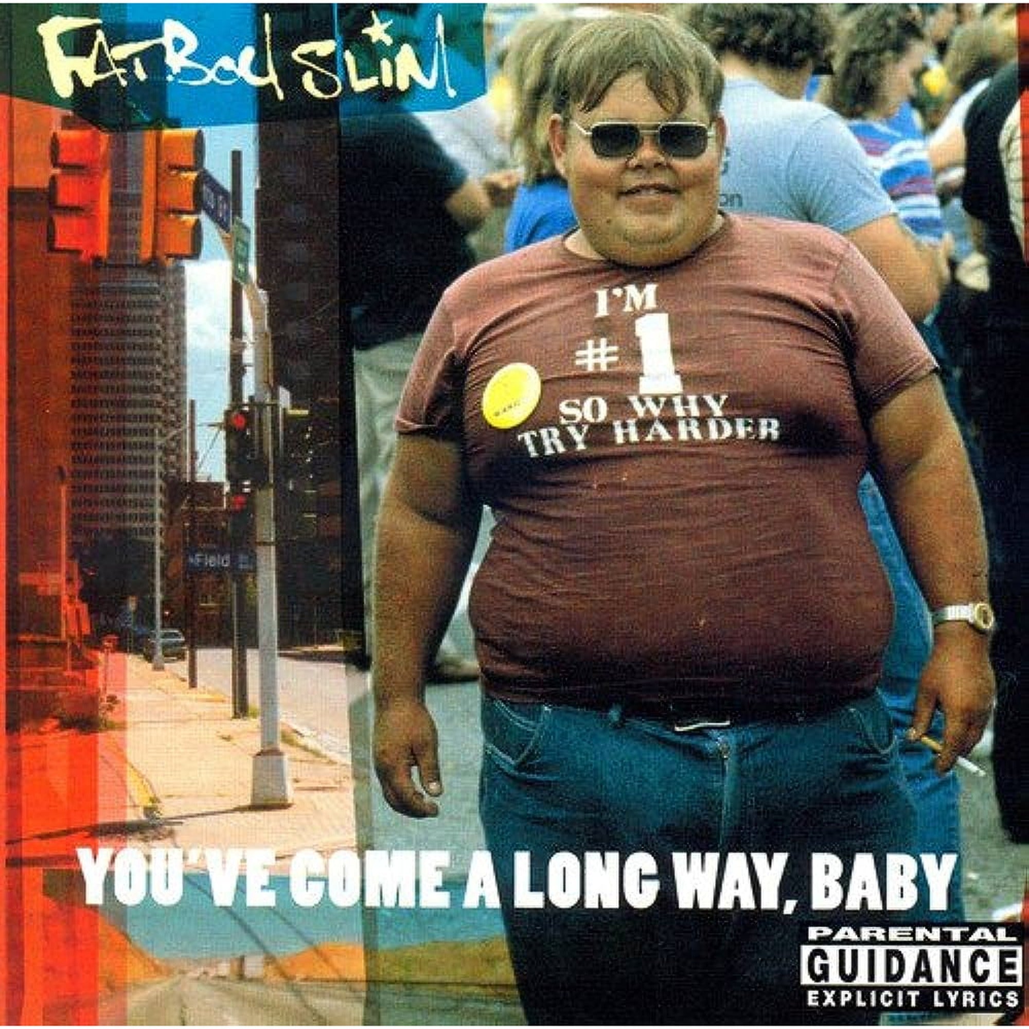 Black vinyl 2LP of Fatboy Slim's "You've Come a Long Way, Baby" electronic album by Skint Records, shown in a clear image.
