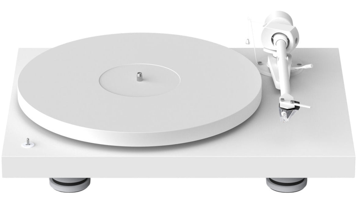 Pro-Ject Debut Pro turntable with black platter, tonearm, and sleek design, perfect for vinyl record playback.
