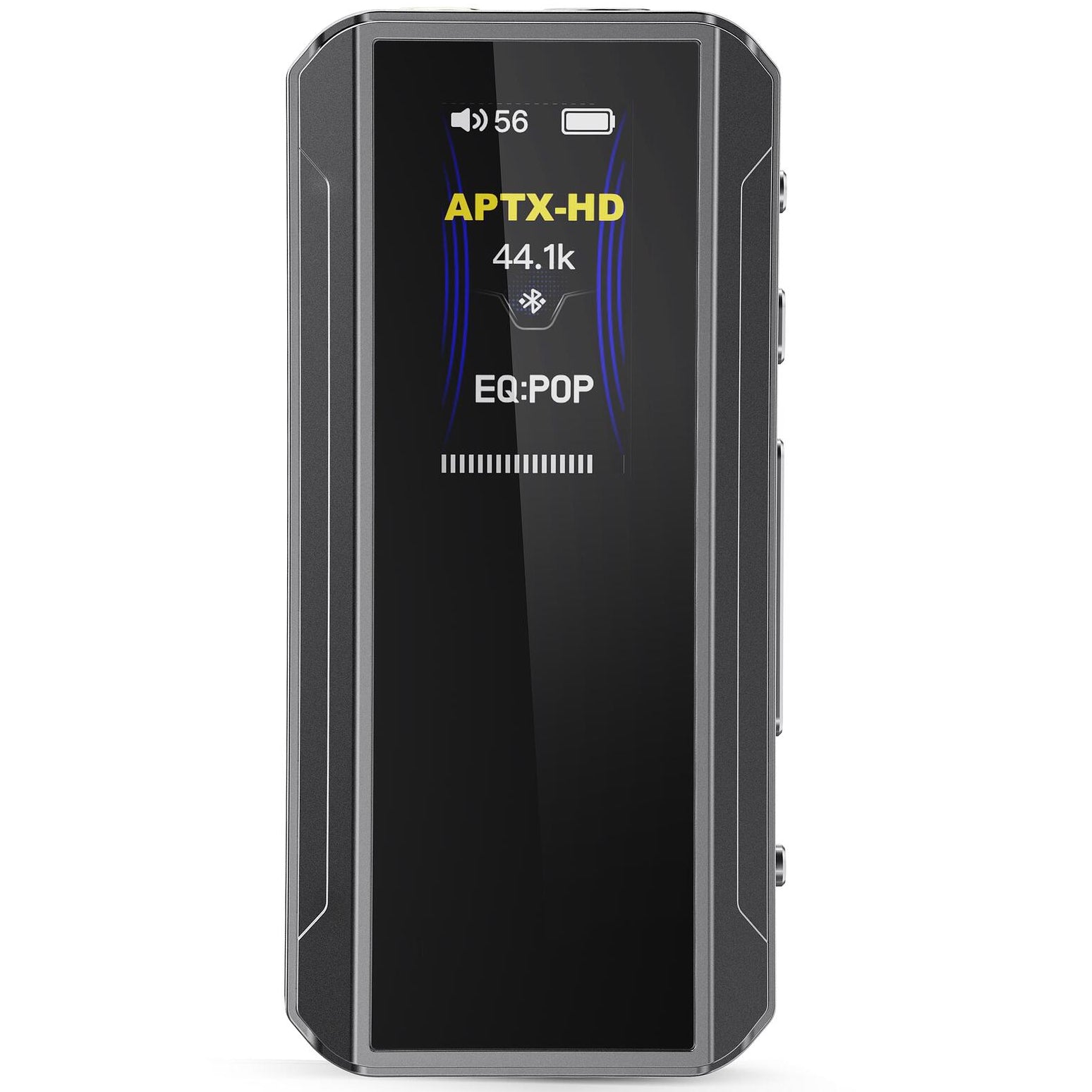 FiiO BTR13 Bluetooth DAC and headphone amplifier, compact device with buttons and ports, black finish, designed for high-quality audio.