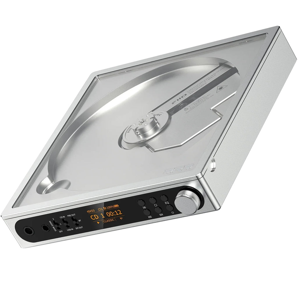 FiiO DM15 R2R portable CD player in black, front view