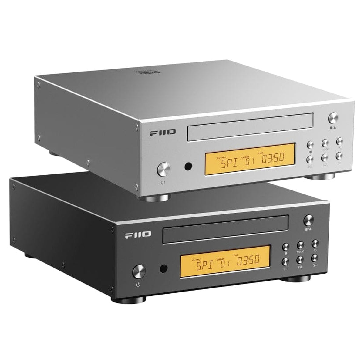 FiiO DP11 in silver and black finishes, stacked
