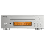 FiiO DP11 silver front panel with amber LCD display and CD tray