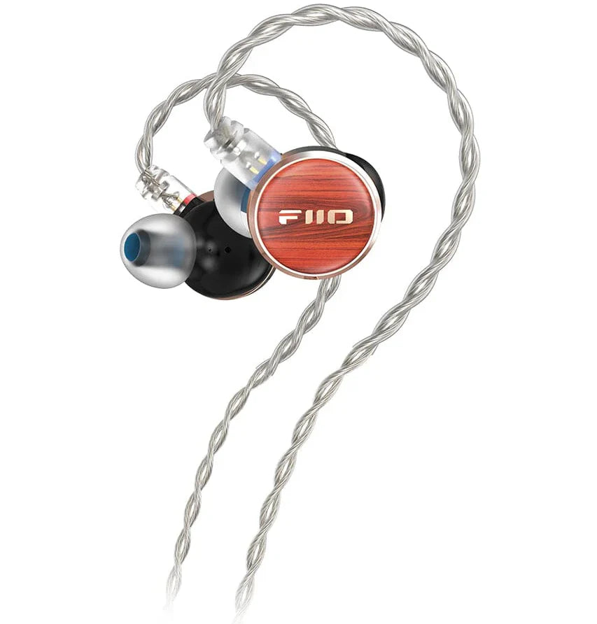 FiiO FP3 in-ear headphones with 145mm planar driver and sleek black design, close-up view of the earphone.